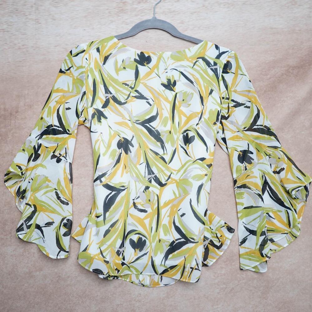 Kasper Bell Sleeve Floral Blouse Y2K PS